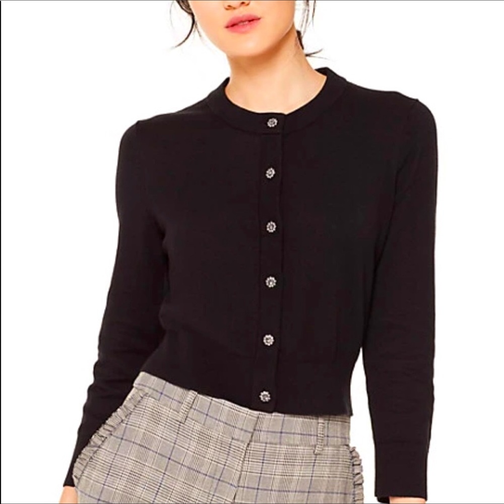 Kate Spade Jeweled Button Cardigan Black